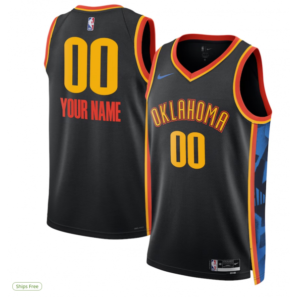 Unisex Oklahoma City Thunder Nike Black 2024/25 Custom Swingman Jersey - City Edition