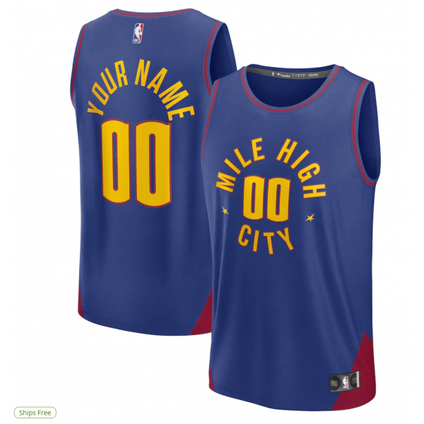 Men's Denver Nuggets Fanatics Navy Fast Break Custom Jersey - Icon Edition