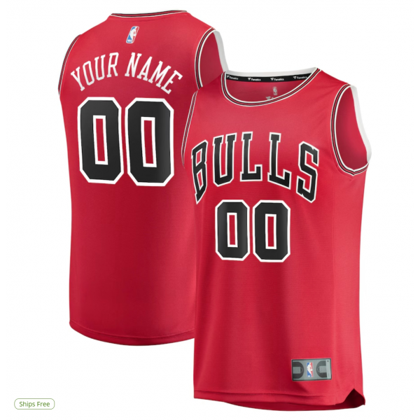 Men's Chicago Bulls Fanatics Red Fast Break Custom Replica Jersey - Icon Edition