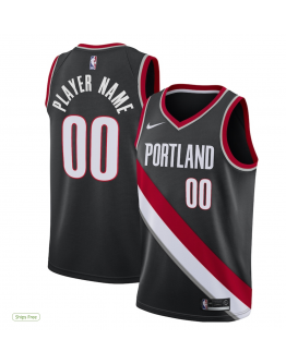 Men's Portland Trail Blazers Nike Black Swingman Custom Jersey - Icon Edition