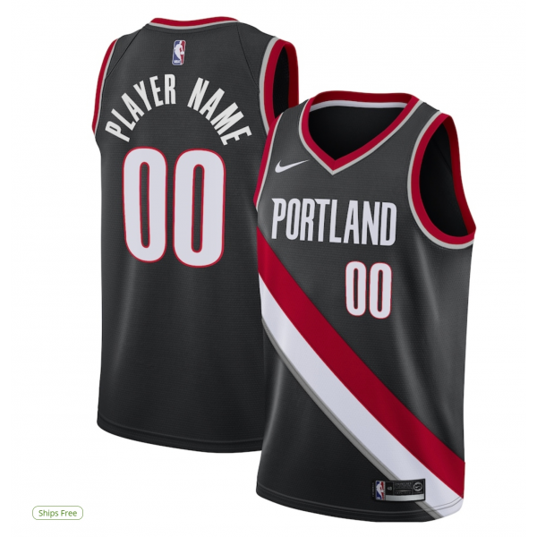 Men's Portland Trail Blazers Nike Black Swingman Custom Jersey - Icon Edition