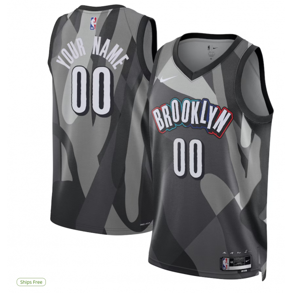 Unisex Brooklyn Nets Nike Gray 2024/25 Custom Swingman Jersey - City Edition