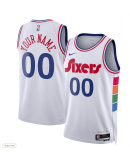 Unisex Philadelphia 76ers Nike White 2024/25 Custom Swingman Jersey - City Edition