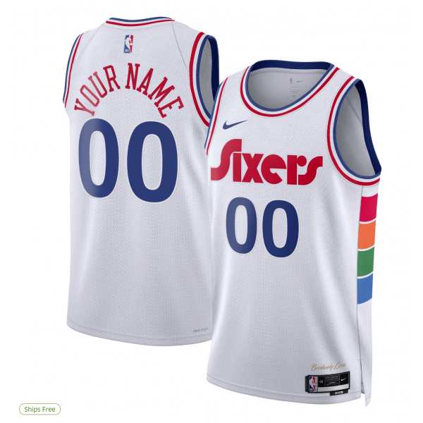 Unisex Philadelphia 76ers Nike White 2024/25 Custom Swingman Jersey - City Edition