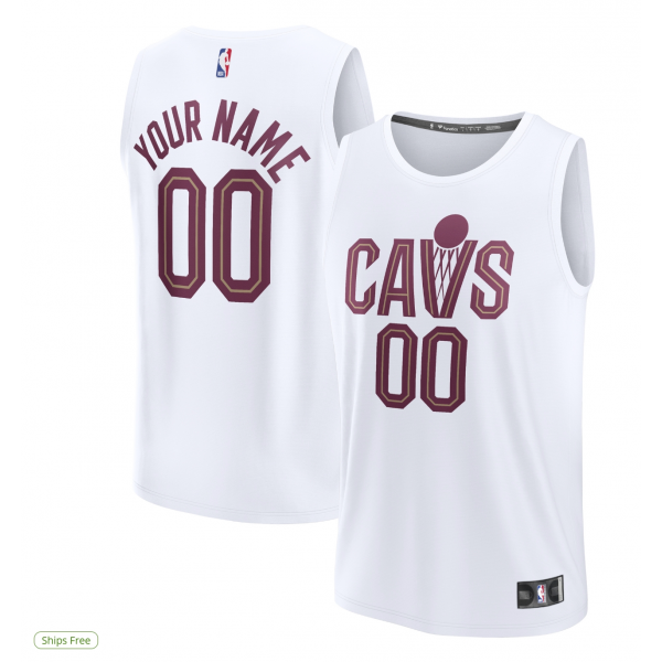 Men's Cleveland Cavaliers Fanatics White Fast Break Custom Replica Jersey - Association Edition