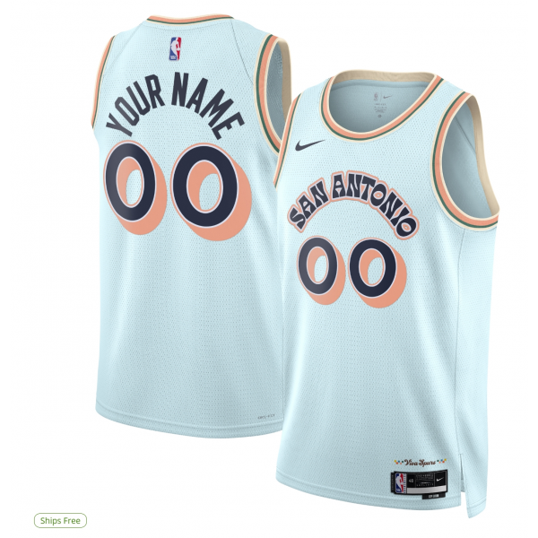 Unisex San Antonio Spurs Nike Light Blue 2024/25 Custom Swingman Jersey - City Edition