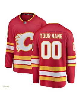 Men's Calgary Flames Fanatics Red Home Breakaway Custom Jersey