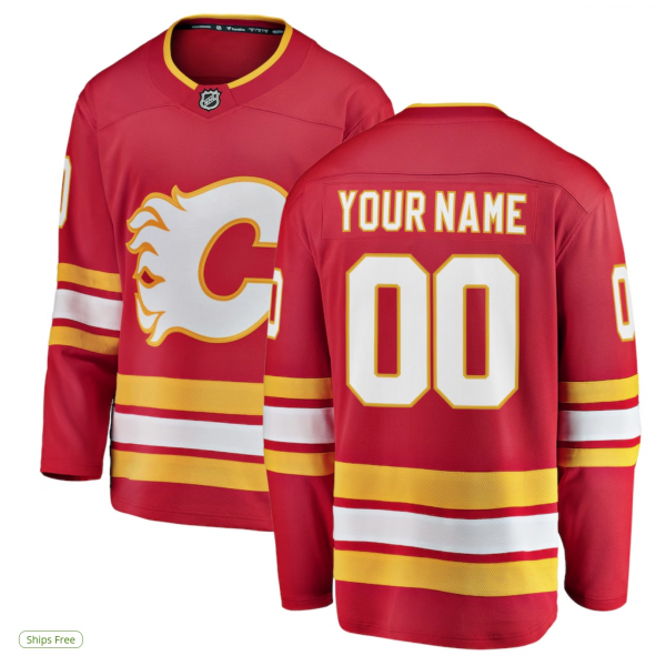 Men's Calgary Flames Fanatics Red Home Breakaway Custom Jersey