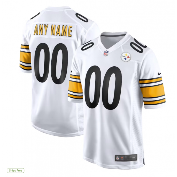 Men's Pittsburgh Steelers Nike White Game Custom Jersey