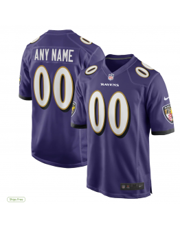 Men's Baltimore Ravens Nike Purple Custom Game Jersey