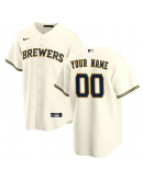 Men's Milwaukee Brewers Nike Cream Home Replica Custom Jersey