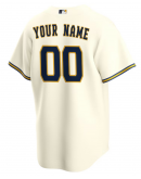 Men's Milwaukee Brewers Nike Cream Home Replica Custom Jersey