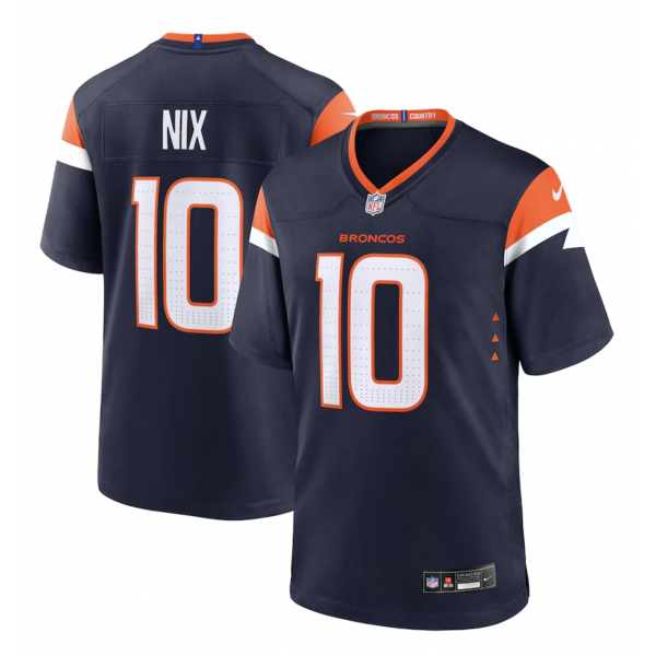 Men's Denver Broncos Bo Nix Nike Navy Alternate Game Jersey