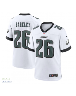 Men's Philadelphia Eagles Saquon Barkley Nike White White Game Jersey