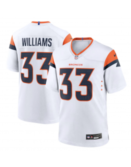 Men's Denver Broncos Javonte Williams Nike White Mile High Collection Game Jersey