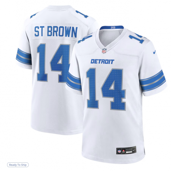 Men's Detroit Lions Amon-Ra St. Brown Nike White Game Jersey