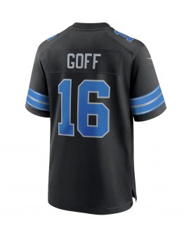 Men's Detroit Lions Jared Goff Nike Black 2nd Alternate Game Jersey