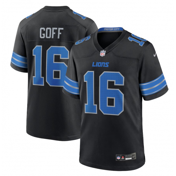 Men's Detroit Lions Jared Goff Nike Black 2nd Alternate Game Jersey