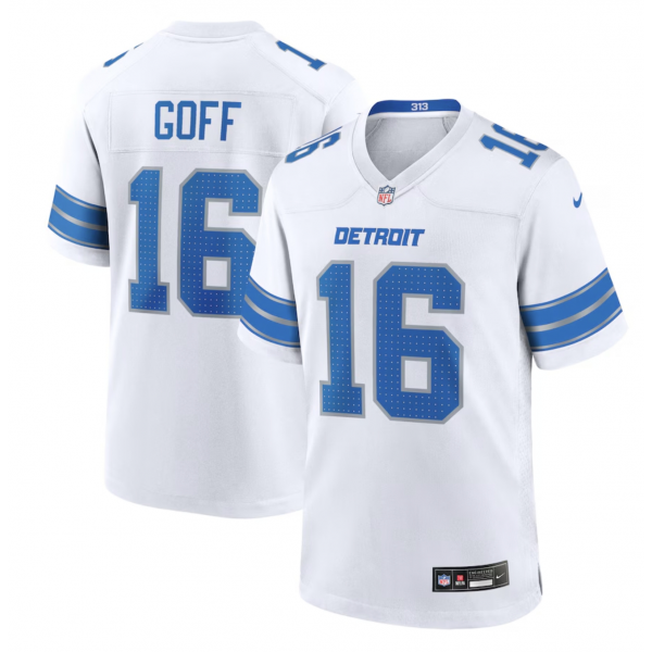 Men's Detroit Lions Jared Goff Nike White Game Jersey