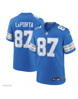 Men's Detroit Lions Sam LaPorta Nike Blue Game Jersey