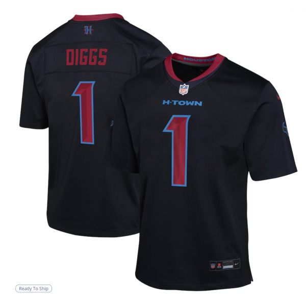 Youth Houston Texans Stefon Diggs Nike Navy Alternate Player Game Jersey