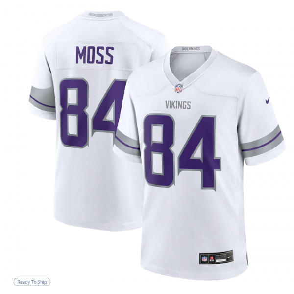 Men's Minnesota Vikings Randy Moss Nike White Alternate Retired Player Game Jersey