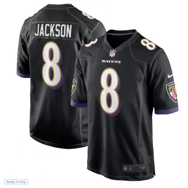 Men's Baltimore Ravens Lamar Jackson Nike Black Alternate Game Jersey