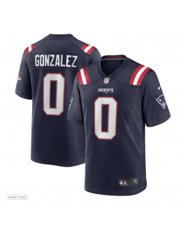 Men's New England Patriots Christian Gonzalez Nike Navy Team Game Jersey