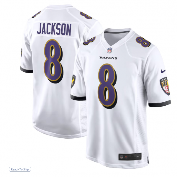 Men's Baltimore Ravens Lamar Jackson Nike White Game Jersey