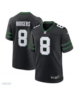 Men's New York Jets Aaron Rodgers Nike Legacy Black Alternate Game Jersey