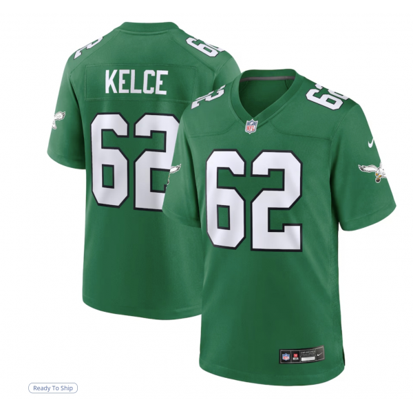 Men's Philadelphia Eagles Jason Kelce Nike Kelly Green Alternate Game Player Jersey