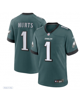 Men's Philadelphia Eagles Jalen Hurts Nike Midnight Green Team Game Jersey