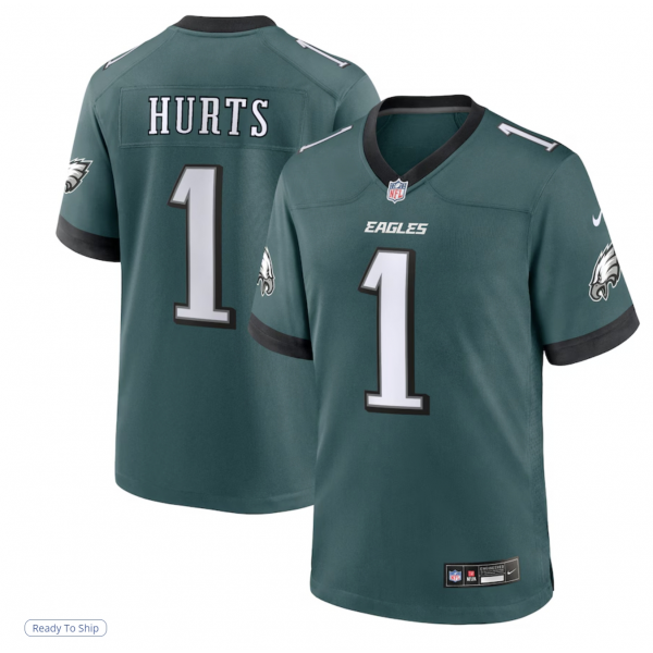 Men's Philadelphia Eagles Jalen Hurts Nike Midnight Green Team Game Jersey