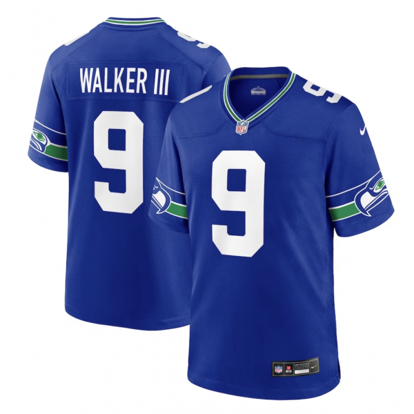 Men's Seattle Seahawks Kenneth Walker III Nike Royal Throwback Player Game Jersey