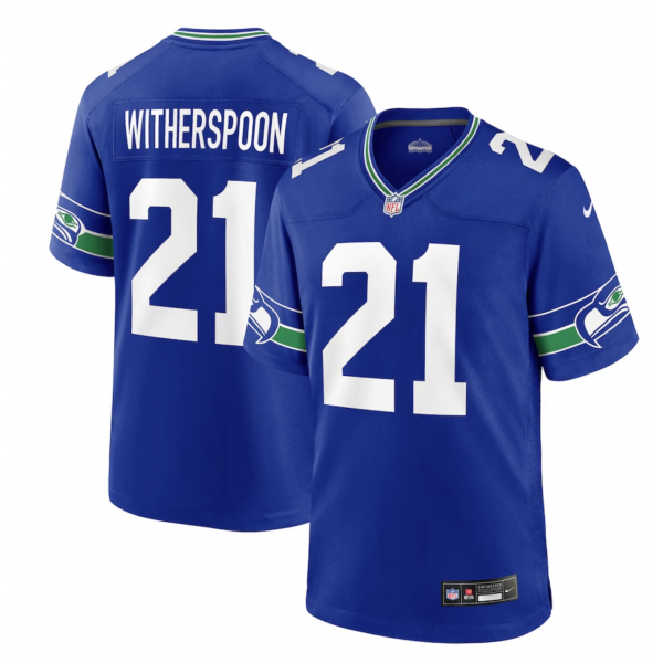 Men's Seattle Seahawks Devon Witherspoon Nike Royal Throwback Player Game Jersey