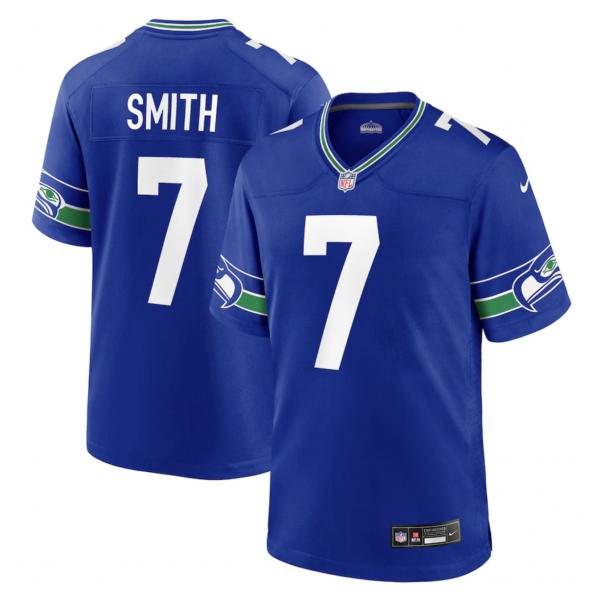 Men's Seattle Seahawks Geno Smith Nike Royal Throwback Player Game Jersey