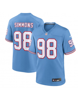 Men's Tennessee Titans Jeffery Simmons Nike Light Blue Oilers Throwback Alternate Game Player Jersey