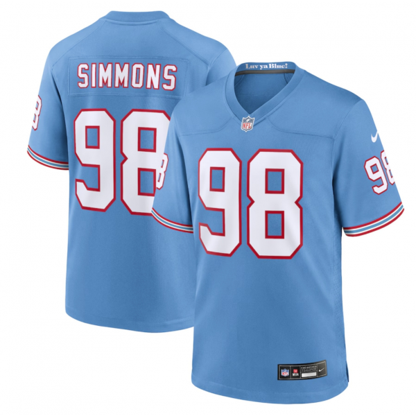 Men's Tennessee Titans Jeffery Simmons Nike Light Blue Oilers Throwback Alternate Game Player Jersey