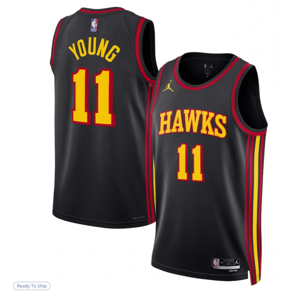 Unisex Atlanta Hawks Trae Young Jordan Brand Black Swingman Jersey - Statement Edition