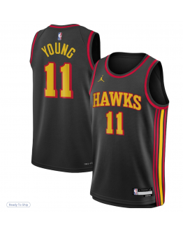 Youth Atlanta Hawks Trae Young Jordan Brand Black Swingman Jersey - Statement Edition