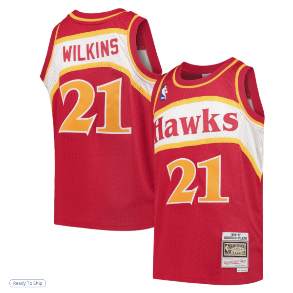 Youth Atlanta Hawks Dominique Wilkins Mitchell & Ness Red 1986/87 Hardwood Classics Swingman Throwback Jersey