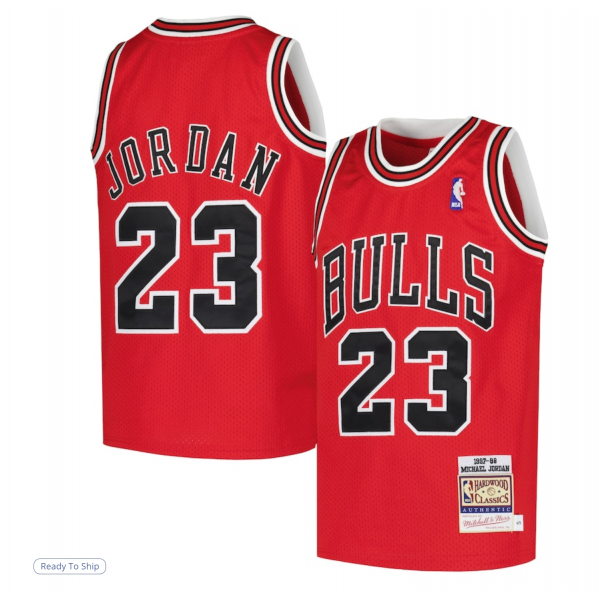 Youth Chicago Bulls Michael Jordan Mitchell & Ness Red Hardwood Classics 1997/98 Authentic Jersey