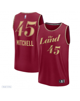 Men's Cleveland Cavaliers Donovan Mitchell Fanatics Wine Fast Break Jersey - City Edition