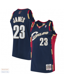 Men's Cleveland Cavaliers LeBron James Mitchell & Ness Navy Hardwood Classics Swingman Jersey