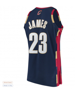 Men's Cleveland Cavaliers LeBron James Mitchell & Ness Navy Hardwood Classics Swingman Jersey