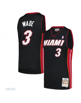 Men's Miami Heat Dwyane Wade Mitchell & Ness Black 2012/13 Hardwood Classics Swingman Jersey