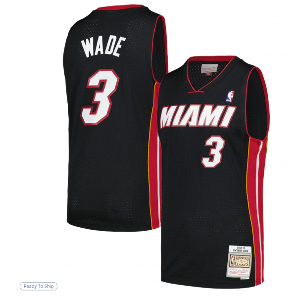 Men's Miami Heat Dwyane Wade Mitchell & Ness Black 2012/13 Hardwood Classics Swingman Jersey