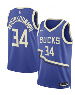 Unisex Milwaukee Bucks Giannis Antetokounmpo Nike Royal 2024/25 Swingman Player Jersey - City Edition