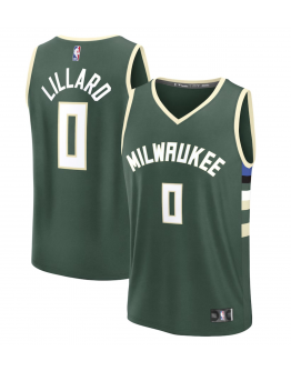 Men's Milwaukee Bucks Damian Lillard Fanatics Hunter Green Fast Break Replica Player Jersey - Icon Edition