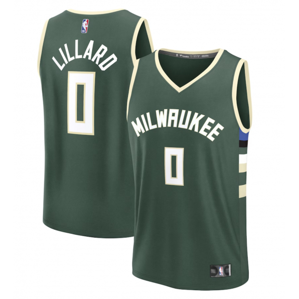 Men's Milwaukee Bucks Damian Lillard Fanatics Hunter Green Fast Break Replica Player Jersey - Icon Edition